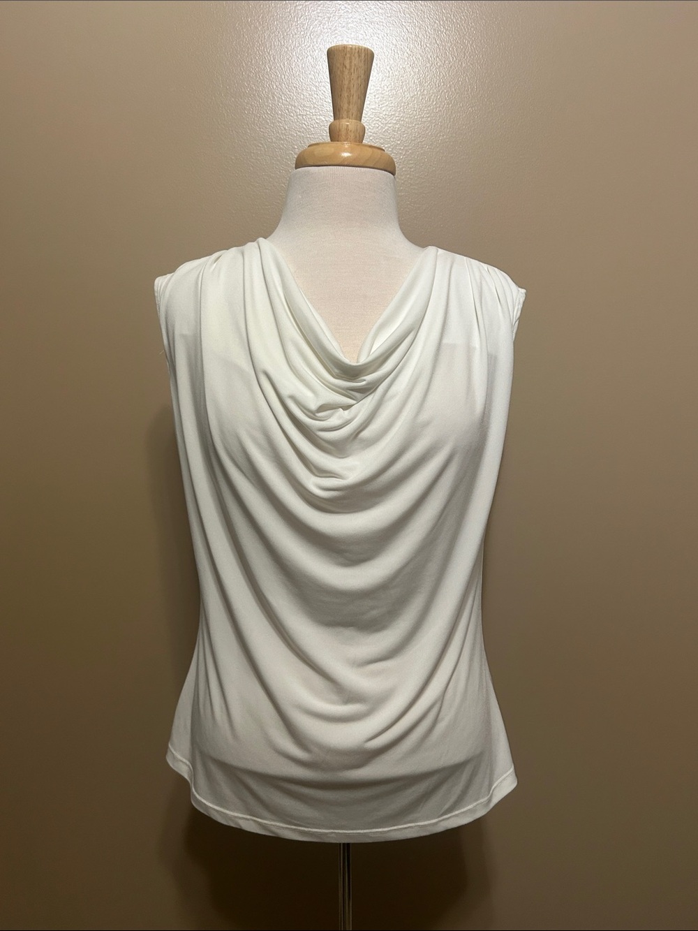 Sleeveless Cowl Neck Women's Top - White